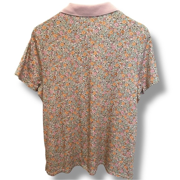 Lands' End Pink and Orange Floral Polo Shirt Floral Design XL - Picture 2 of 6